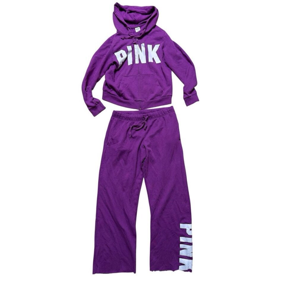 Victoria’s Secret PINK Purple Zip Hoodie + Sweatpants Set M Top / S Pants